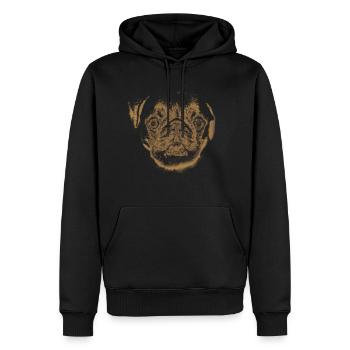 Mops - Männer Premium Bio Hoodie - Schwarz - Vorne - Nico (187cm)