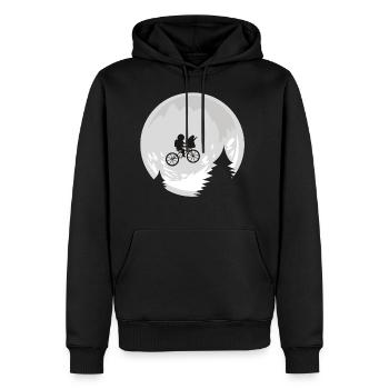 astronaut fahrrad mond universum - Männer Premium Bio Hoodie - Schwarz - Vorne - Nico (187cm)