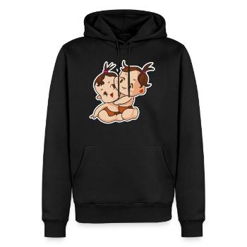 bébé comique jumeaux - Sweat à capuche Premium bio Homme - noir - Devant - Nico (187cm)