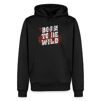 Motorcycle driving quote quote - Men’s Premium Organic Hoodie - black - Front - Nico (187cm)