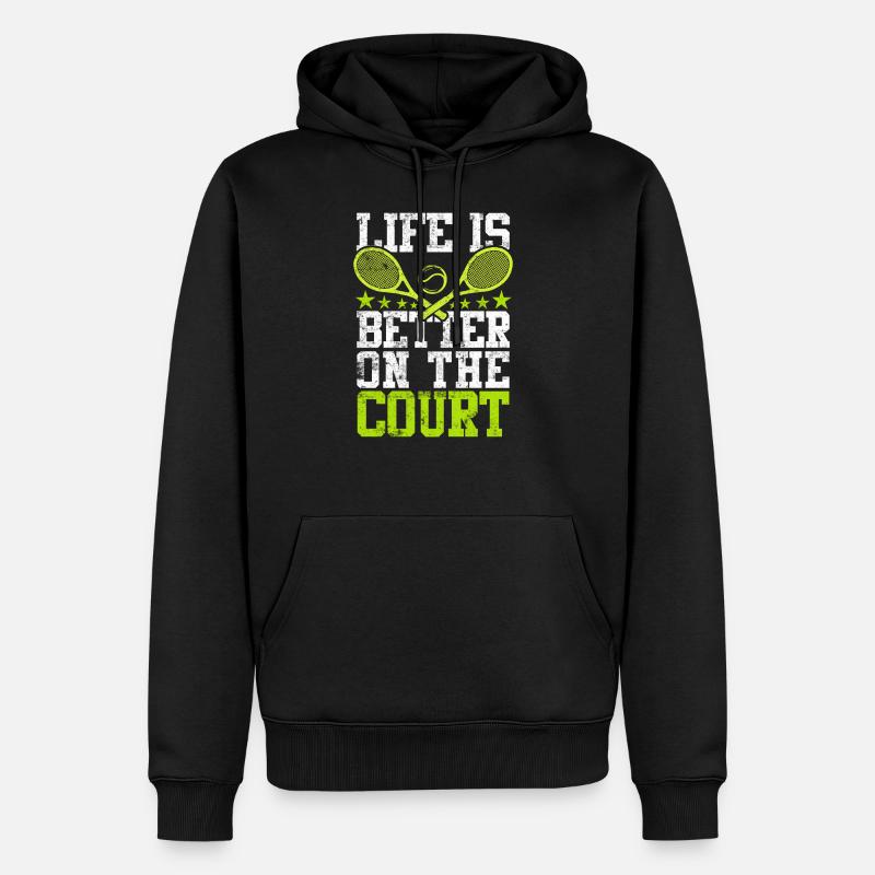 Raquette de tennis en disant - Sweat à capuche Premium bio Homme - noir