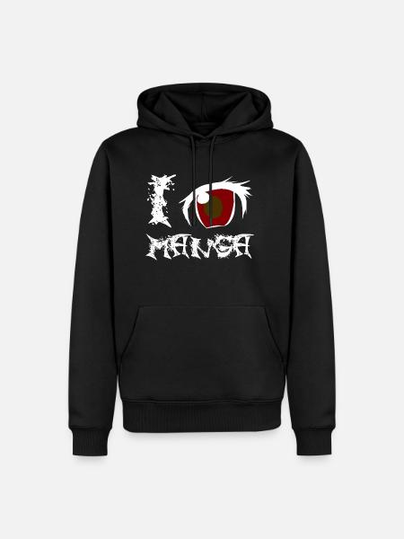 J'adore les mangas - Sweat à capuche Premium bio Homme - noir