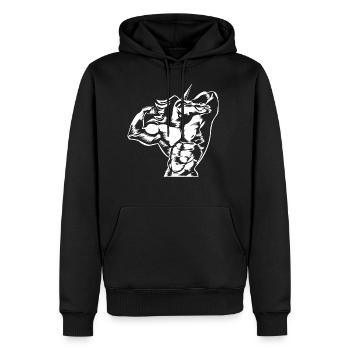 Einhorn workout fitness gym muskeln - Männer Premium Bio Hoodie - Schwarz - Vorne - Nico (187cm)