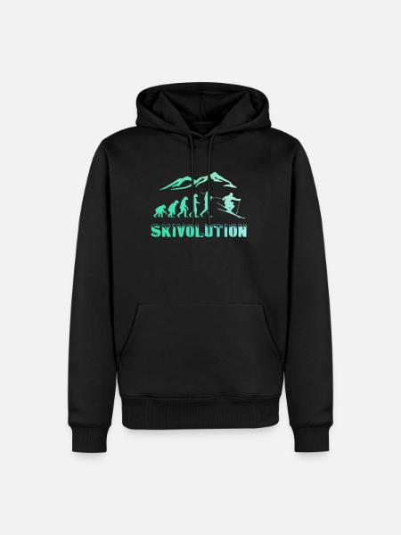 Evolution skieur neige hiver - Sweat à capuche Premium bio Homme - noir