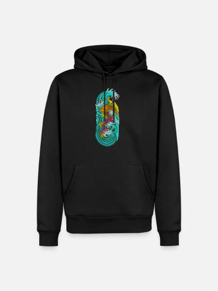 Japanisches koi Fischgelbpurpur - Männer Premium Bio Hoodie - Schwarz