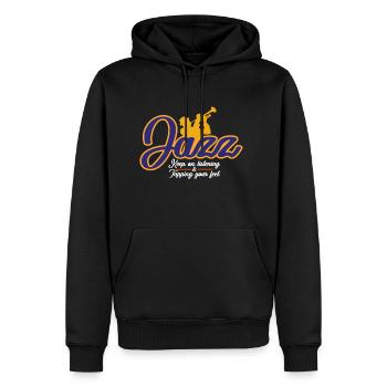 Jazz - Männer Premium Bio Hoodie - Schwarz - Vorne - Nico (187cm)