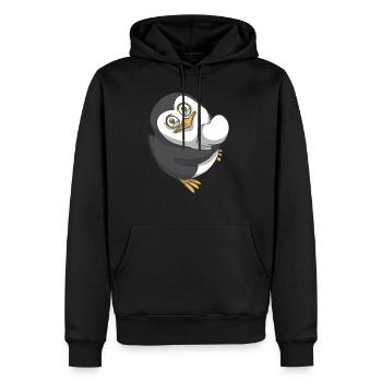 Une idée cadeau coeur de pingouins - Sweat à capuche Premium bio Homme - noir - Devant - Nico (187cm)