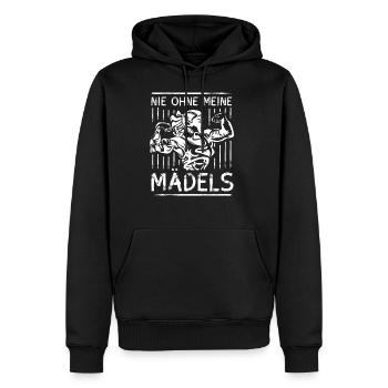 woman fitness never without my girls - Men’s Premium Organic Hoodie - black - Front - Nico (187cm)