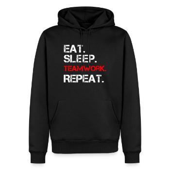 Teamwork Team Arbeit Gruppe Spruch Motiv helfen - Männer Premium Bio Hoodie - Schwarz - Vorne - Nico (187cm)