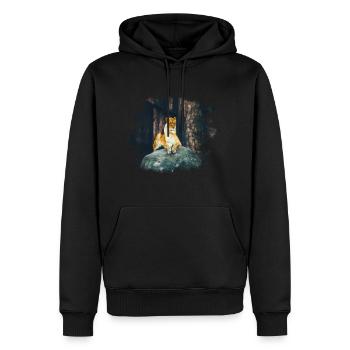 Löwe Fels König Sternzeichen Geschenkidee - Männer Premium Bio Hoodie - Schwarz - Vorne - Nico (187cm)