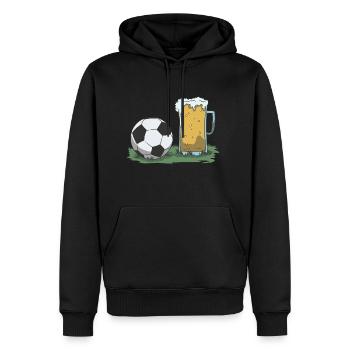 Idée cadeau football et bière - Sweat à capuche Premium bio Homme - noir - Devant - Nico (187cm)