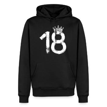 18 Krone Zahl Geburtstag - Männer Premium Bio Hoodie - Schwarz - Vorne - Nico (187cm)