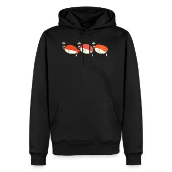 Pirates de sushi - Sweat à capuche Premium bio Homme - noir - Devant - Nico (187cm)