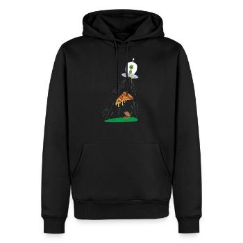 Ufo Pizza für Alien - Männer Premium Bio Hoodie - Schwarz - Vorne - Nico (187cm)