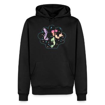 Seashell with dancing mermaids - Men’s Premium Organic Hoodie - black - Front - Nico (187cm)