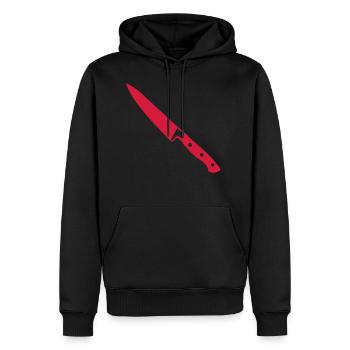 couteau - Sweat à capuche Premium bio Homme - noir - Devant - Nico (187cm)