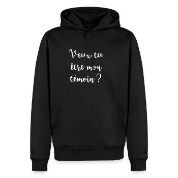 Veux-tu être mon témoin ? - Sweat à capuche Premium bio Homme - noir - Devant - Nico (187cm)
