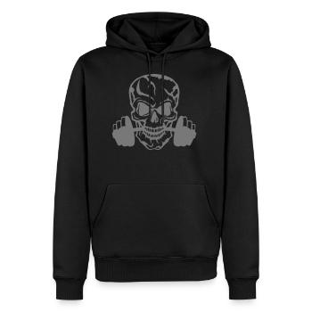 bodybuilding musculation mort tete de haltere - Sweat à capuche Premium bio Homme - noir - Devant - Nico (187cm)