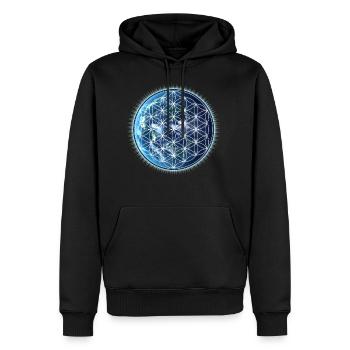 Blume des Lebens, Erde, Yoga, Universum Design - Männer Premium Bio Hoodie - Schwarz - Vorne - Nico (187cm)