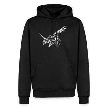 dinosaur - Herre Premium økologisk hoodie - sort - Foran - Nico (187cm)