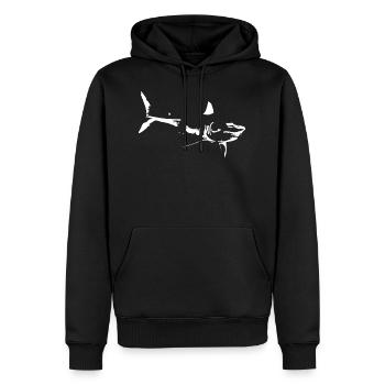 Requin - Sweat à capuche Premium bio Homme - noir - Devant - Nico (187cm)