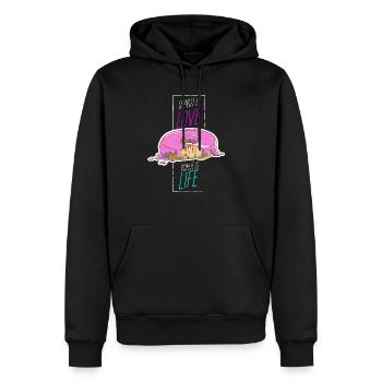 Donut Liebe Leben Love Live Doughnut Glück - Männer Premium Bio Hoodie - Schwarz - Vorne - Nico (187cm)