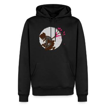 Samurai Robe Seppuku Harakiri Dague Fleurs de Cerisier - Sweat à capuche Premium bio Homme - noir - Devant - Nico (187cm)