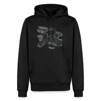 Hockey gardien sur glace - Sweat à capuche Premium bio Homme - noir - Devant - Nico (187cm)