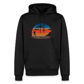 Retro Backpacker Hiking Vintage Design Men Women - Männer Premium Bio Hoodie - Schwarz - Vorne - Nico (187cm)