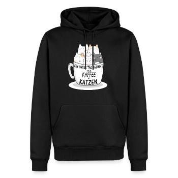 Kaffee und Katzen Coffee and Cats Geschenkidee - Männer Premium Bio Hoodie - Schwarz - Vorne - Nico (187cm)