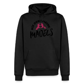 Jamais sans la main du cœur de mes filles - Sweat à capuche Premium bio Homme - noir - Devant - Nico (187cm)