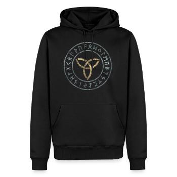 Runen Kreis mit Triquetra - Männer Premium Bio Hoodie - Schwarz - Vorne - Nico (187cm)