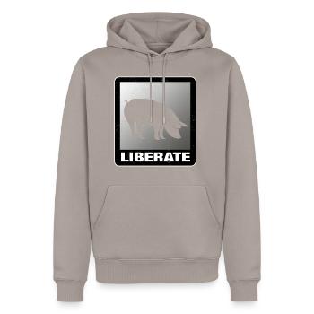Libérer Vegan Animal Liberation - Sweat à capuche Premium bio Homme - taupe - Devant - Nico (187cm)