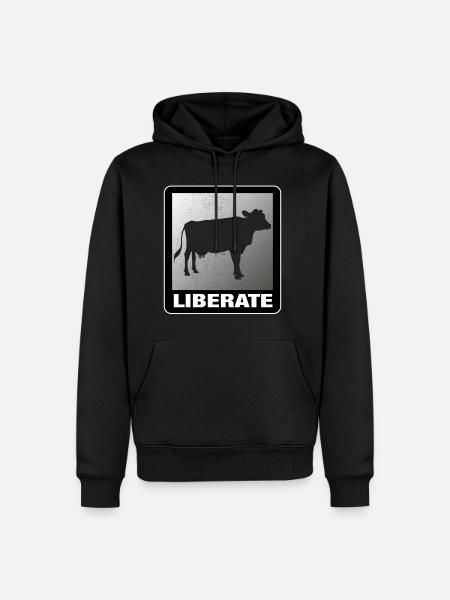 Libérer une vache végétalienne - Sweat à capuche Premium bio Homme - noir