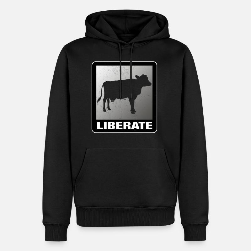 Libérer une vache végétalienne - Sweat à capuche Premium bio Homme - noir