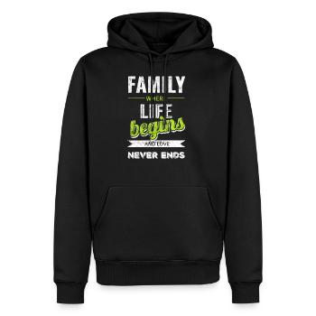 Familie Spruch Leben - Männer Premium Bio Hoodie - Schwarz - Vorne - Nico (187cm)