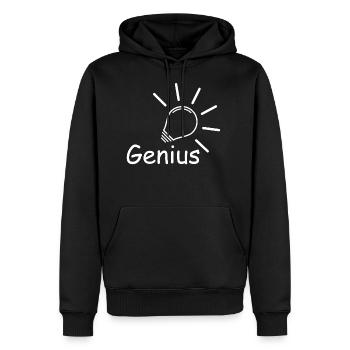 Glühbirne GENIUS - Männer Premium Bio Hoodie - Schwarz - Vorne - Nico (187cm)