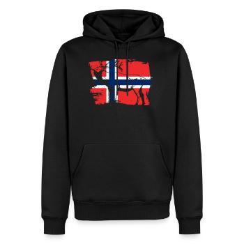 Norvège drapeau bois cerf orignal cadeau - Sweat à capuche Premium bio Homme - noir - Devant - Nico (187cm)