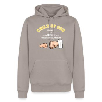 CHILD OF GOD - Sweat à capuche Premium bio Homme - taupe - Devant - Nico (187cm)