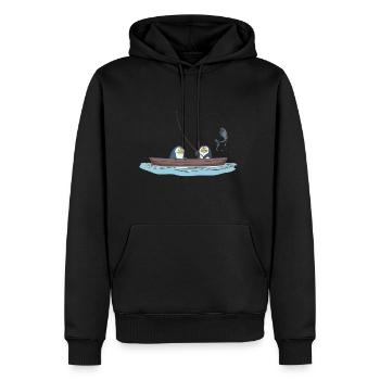 Les pingouins pêchent sur le bateau cadeau - Sweat à capuche Premium bio Homme - noir - Devant - Nico (187cm)