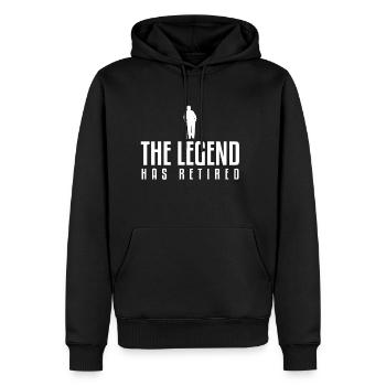 The legend has retired - Sweat à capuche Premium bio Homme - noir - Devant - Nico (187cm)