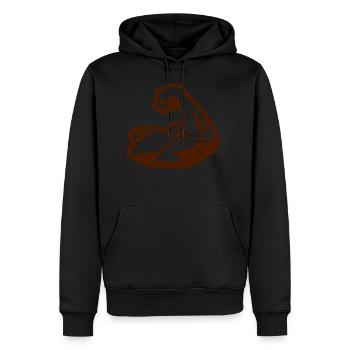 bras muscle biceps bodybuilding 1 2 - Sweat à capuche Premium bio Homme - noir - Devant - Nico (187cm)