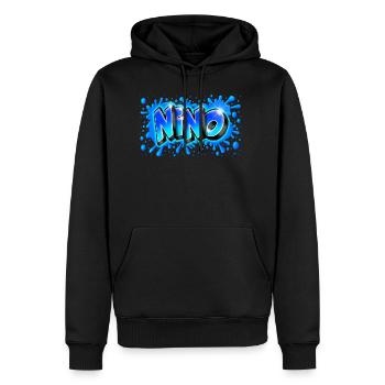 Graffiti NINO splash blue - Sweat à capuche Premium bio Homme - noir - Devant - Nico (187cm)