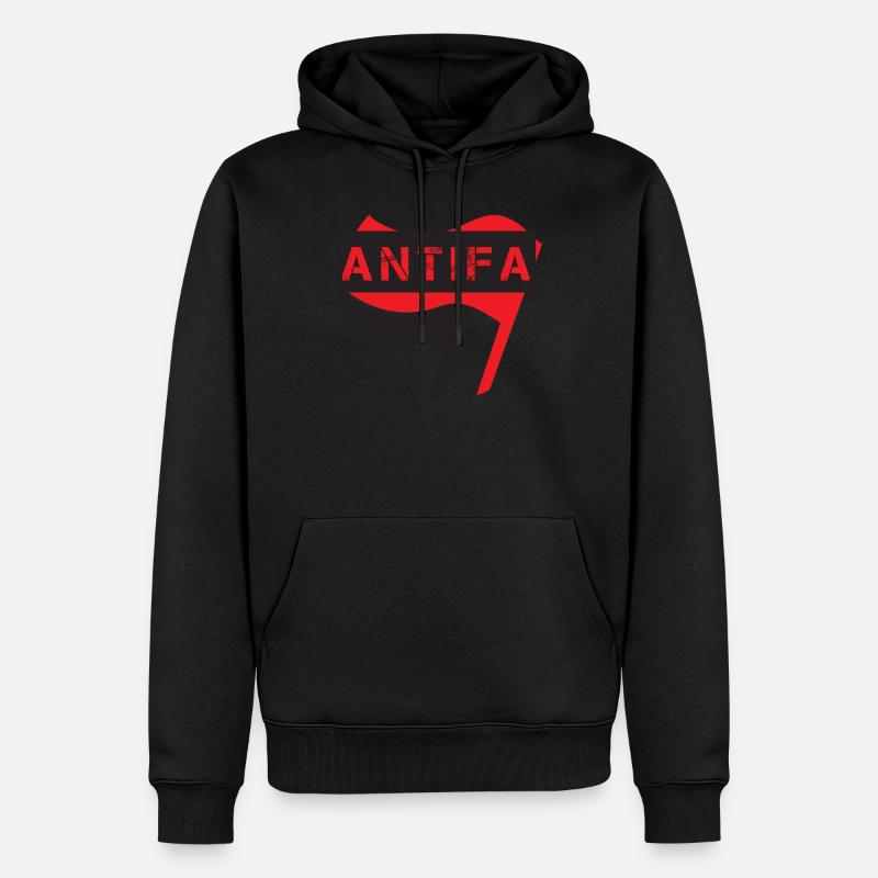 DRAPEAUX ANTIFA FLAG - Sweat à capuche Premium bio Homme - noir