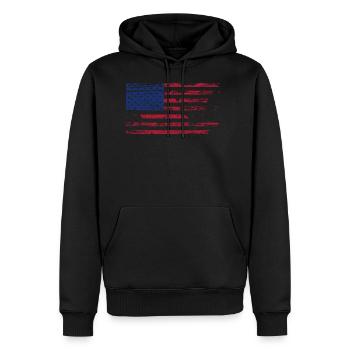 Drapeau USA USA Grunge Vintage Oldschool - Sweat à capuche Premium bio Homme - noir - Devant - Nico (187cm)