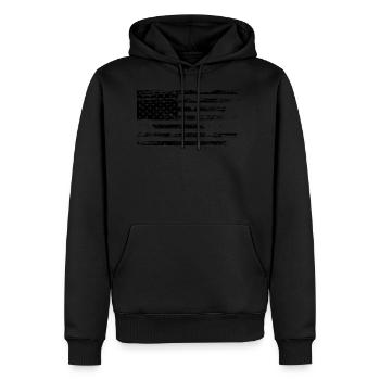 Drapeau USA Grunge Vintage - Sweat à capuche Premium bio Homme - noir - Devant - Nico (187cm)