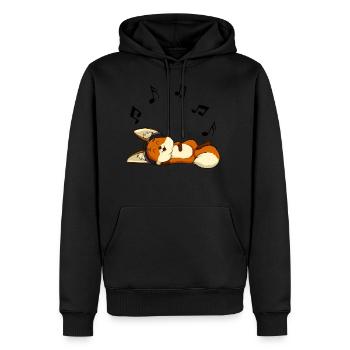 Glücklicher Fennek Fuchs genießt seine Musik - Männer Premium Bio Hoodie - Schwarz - Vorne - Nico (187cm)