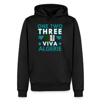Algeria Shirt • One Two Three Viva Algeria Gift - Men’s Premium Organic Hoodie - black - Front - Nico (187cm)