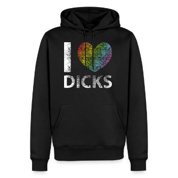 I LOVE DICKS gay lgbt vintage - Sweat à capuche Premium bio Homme - noir - Devant - Nico (187cm)