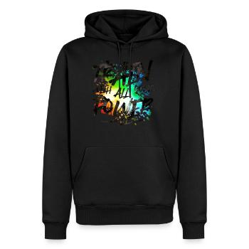 train de puissance coloré - Sweat à capuche Premium bio Homme - noir - Devant - Nico (187cm)